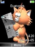 Cat reading newspaper